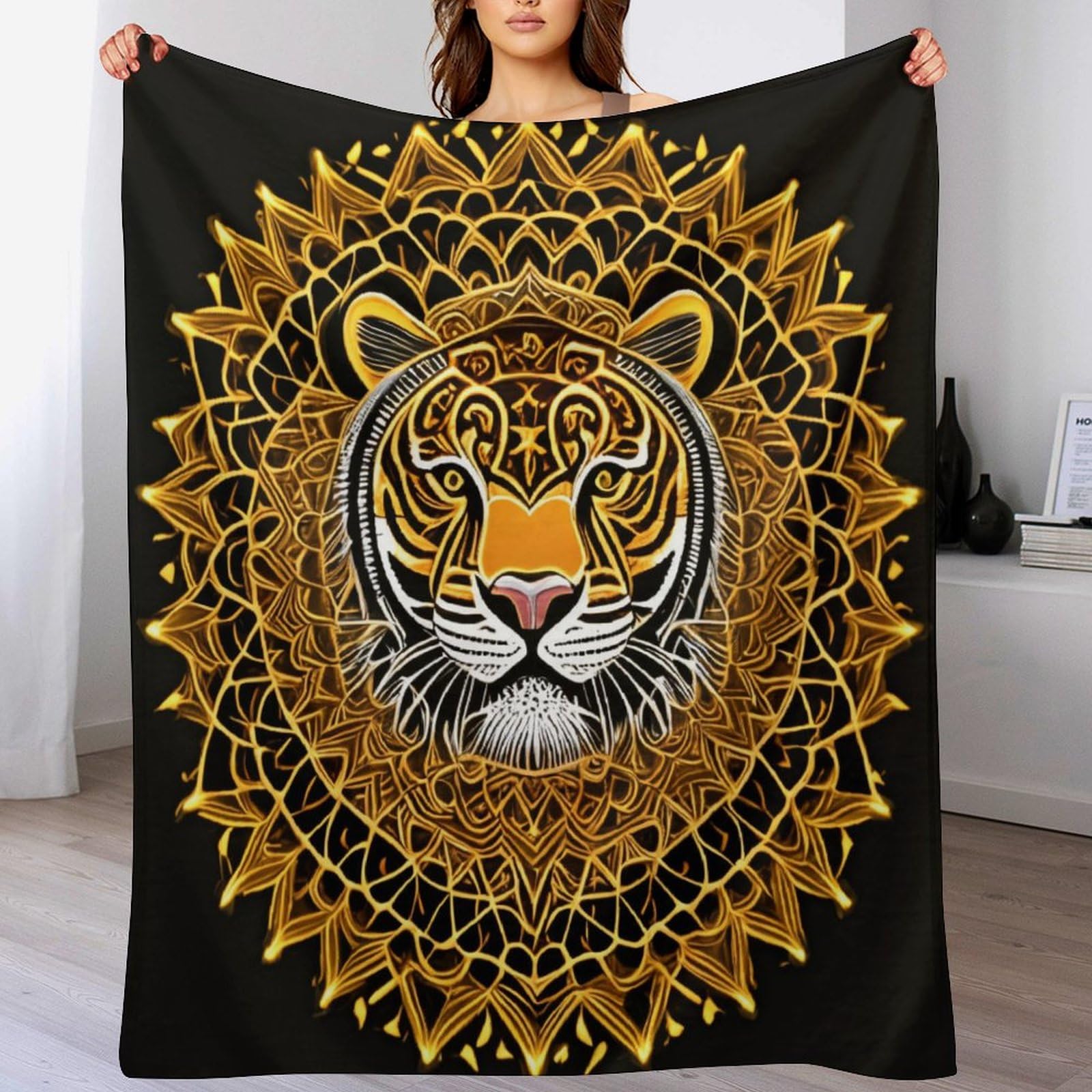 Couverture tigre en flannel polaire 130x180 cm pour lit et canapé