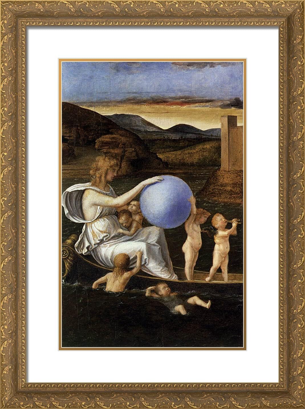 ArtDirect Bellini, Giovanni 18x24 Gold Ornate Framed Art Print with Double Matting Titled: Four Allegories Fortune