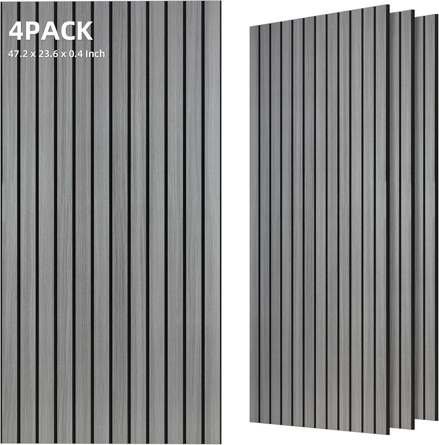 TO-TH Wood-Look Acoustic Panel, 4 Pack 47.2” x 23.6” Soundproof Wall Panels, Decorative Sound Absorbers Large Acoustic Panels for Home, Office, Basement, Gray Oak 4 Pack Gray Oak