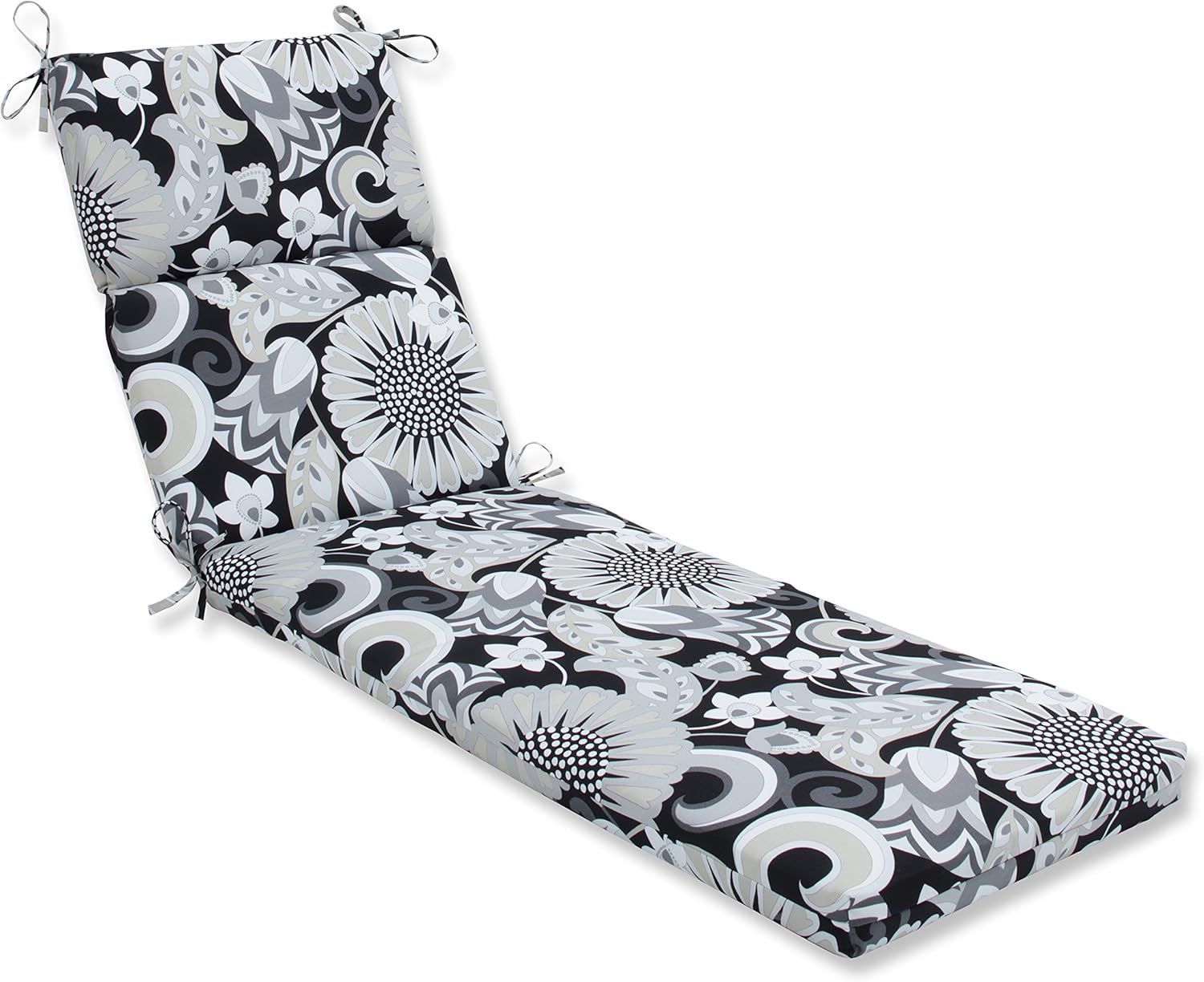 Pillow Perfect Bright Floral Indoor/Outdoor Split Back Chaise Lounge Cushion with Ties, Plush Fiber Fill, Weather, and Fade Resistant, 72.5" x 21", Red/Blue Colsen, 1 Count