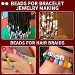 Perles de poney, 1000 pcs Bracelet en plastique perles, perles de poney multicolores en vrac pour l'artisanat, tressage des cheveux, Bracelets de fabrication, collier, 6 x 9 mm