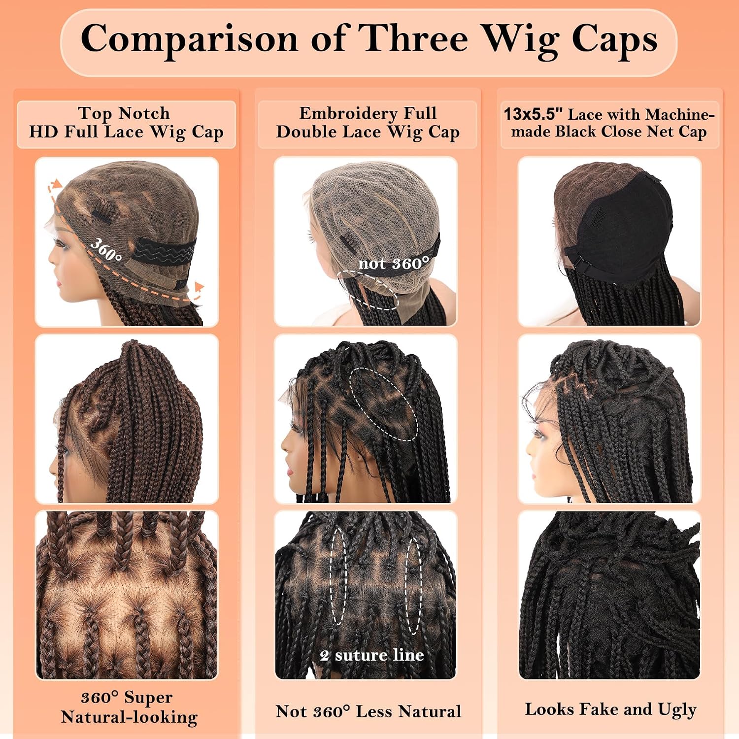 Beauart Full Lace Knotless Braided Wigs for Black Women image 5