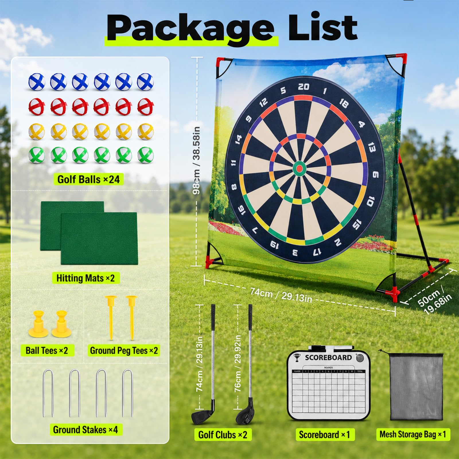 Golfspielset, Golf Battle Spielset Draußen Drinnen Minigolf Kinder Spiele Erwachsene Gartenspiele mit 2 Golfschläger 24 Bällen und Anzeigetafel Fördert Aktives Spielen Golf-Fähigkeiten