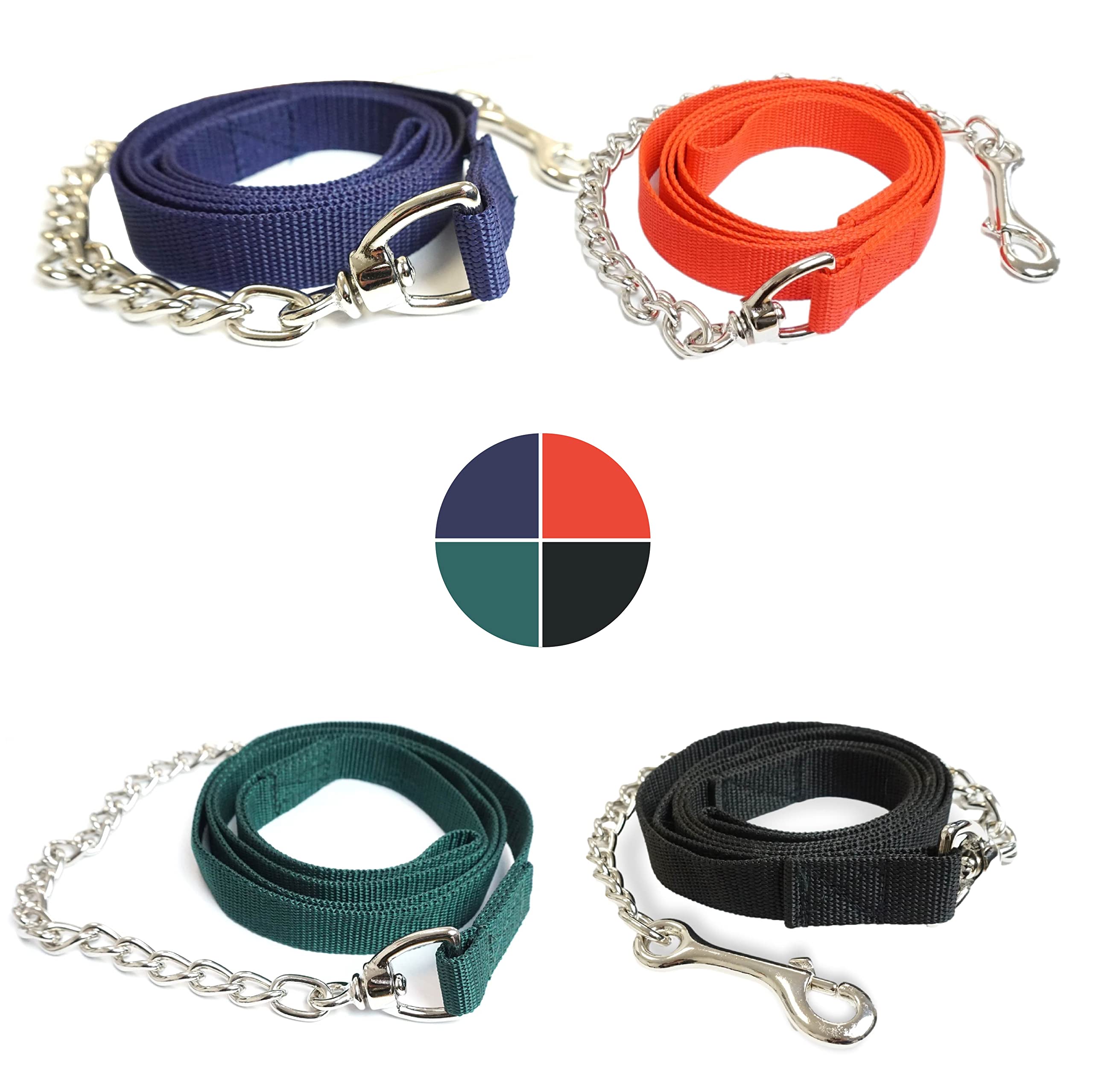 Catena di guida per cavalli | guida sicura con catena di ferro e manico in nylon | Guinzaglio adatto per stalloni cani pony asini | Lunghezza 2,10 m (rosso)