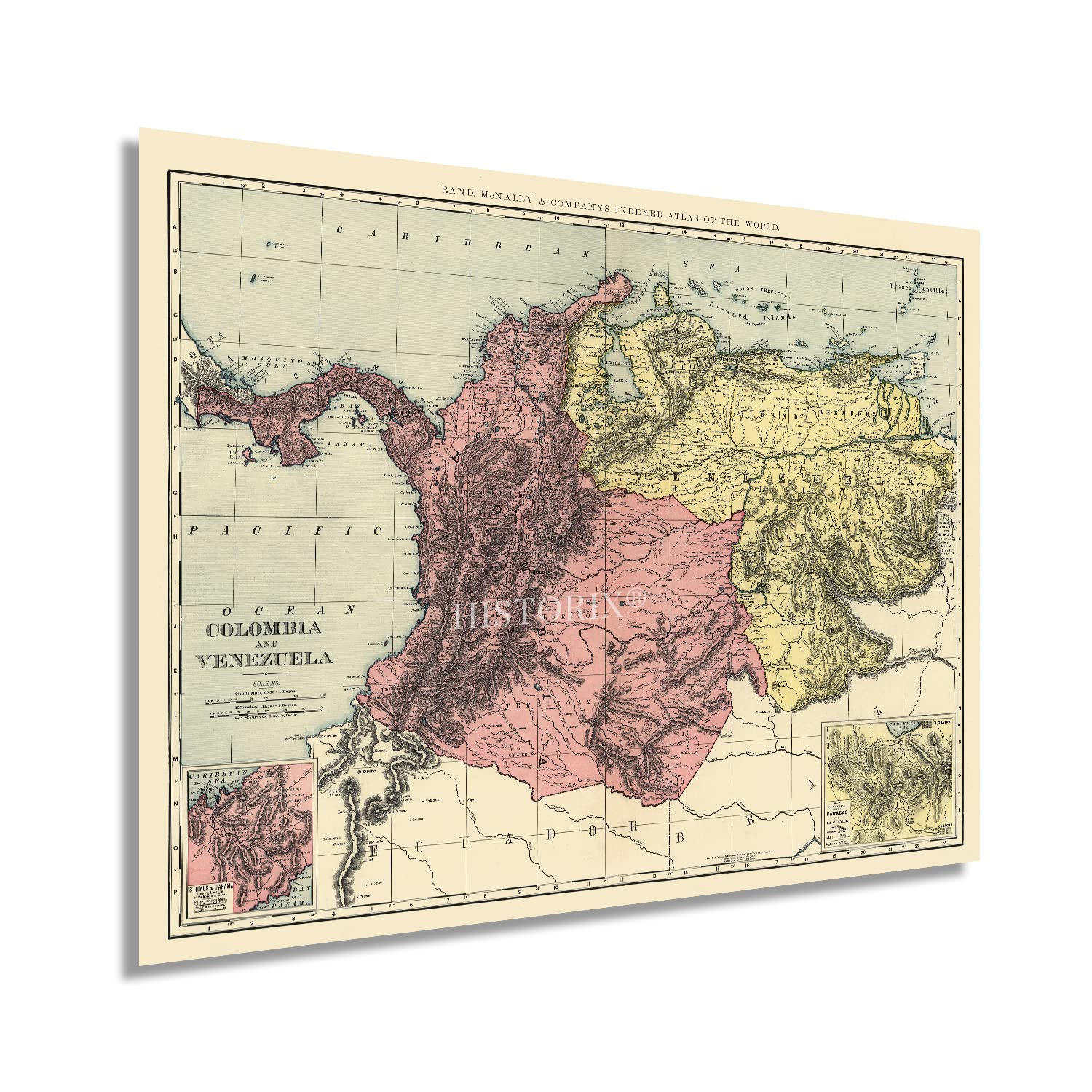 Amazon.co.jp: HISTORIX ビンテージ 1898 コロンビア&ベネズエラ地図