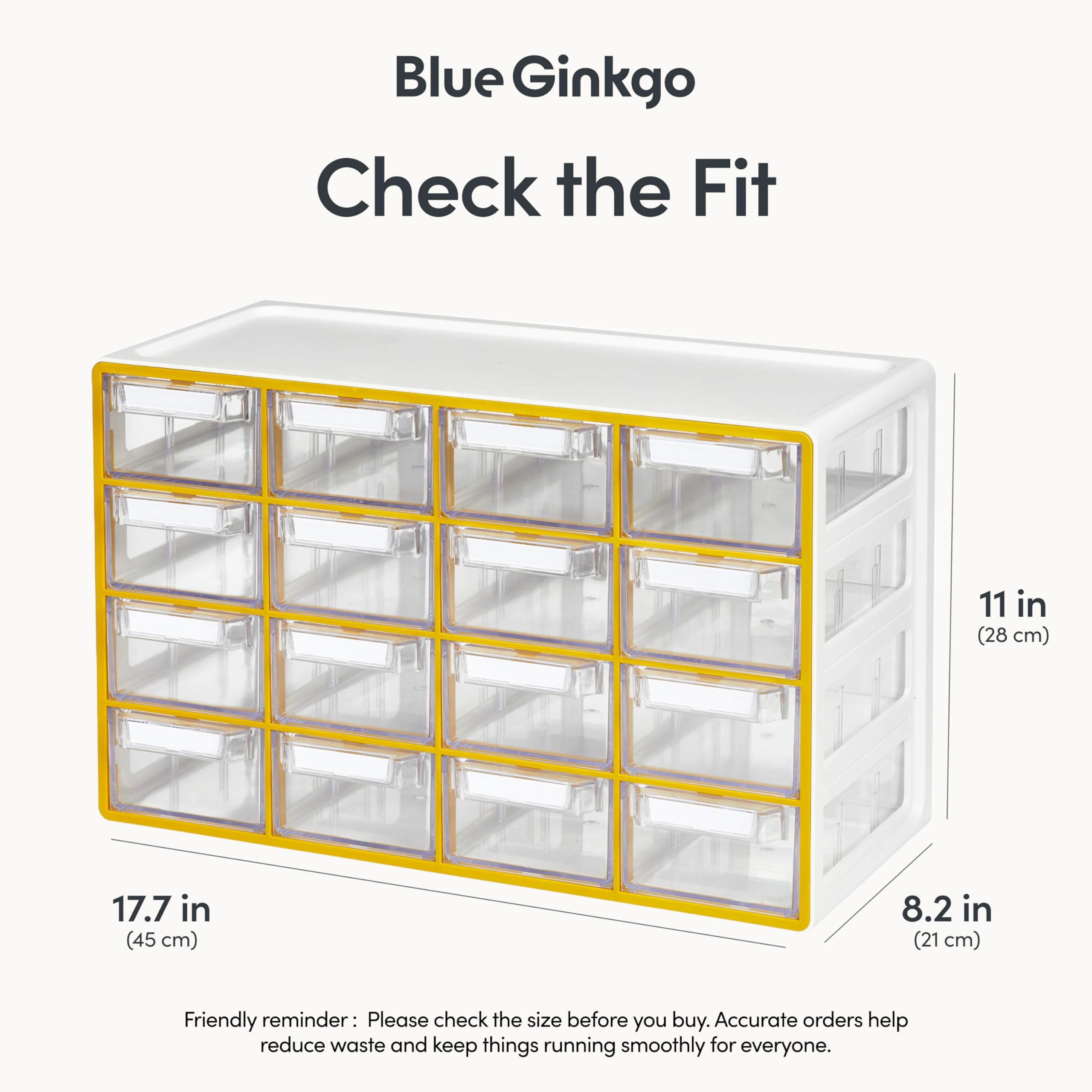 BLUE GINKGO Armadietto portaoggetti medio con 16 cassetti - Portaoggetti impilabile per perline e oggetti artigianali, organizer per piccole parti di hardware, cassetta degli attrezzi per insegnanti