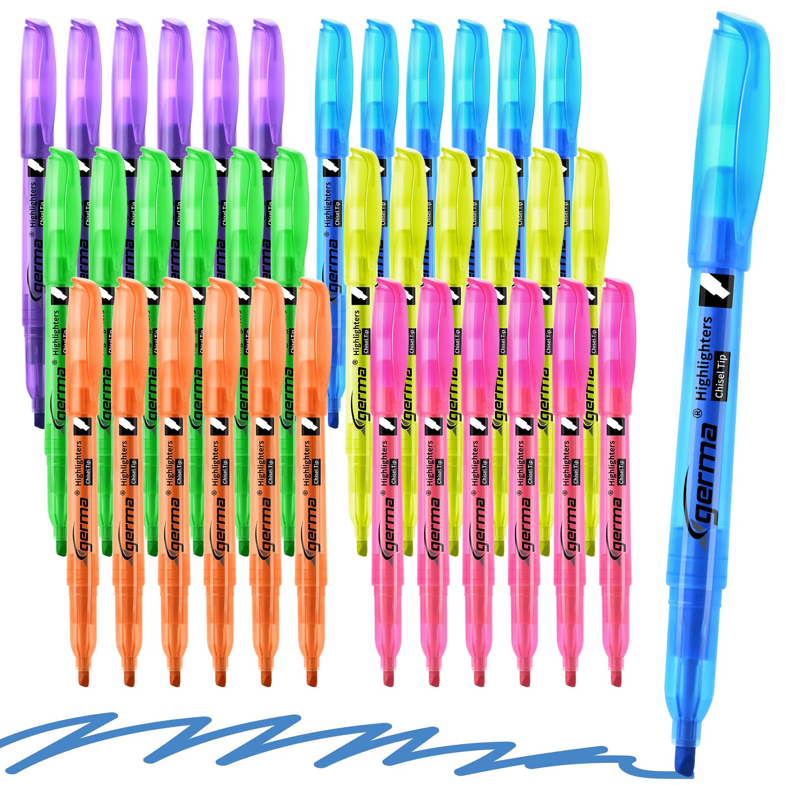 Cgerma Resaltadores fluorescentes de colores surtidos, paquete de 36, resaltadores de colores con punta de cincel, secado rápido, perfecto para estudiantes, niños, adultos, aula, escuela, oficina