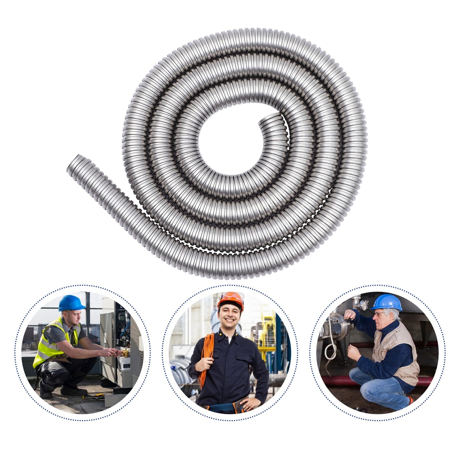 Gaine de Câble Flexible en Acier Inoxydable 304 Argenté | Tube de Protection Tressé, pour Maison Cinéma et Chantier, Résistant à L’abrasion