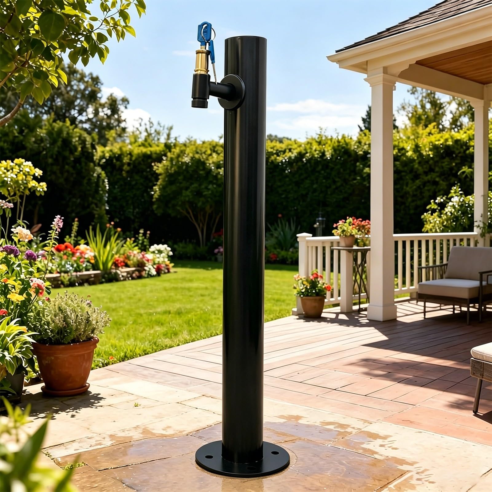 Lonmrrton A Freestanding Water Column, Outdoor Ntifreeze Faucet Yard Hydrant, Stainless Steel Vertical Water Tap For Garden Farm Pasture Backyard Irrigation Washing