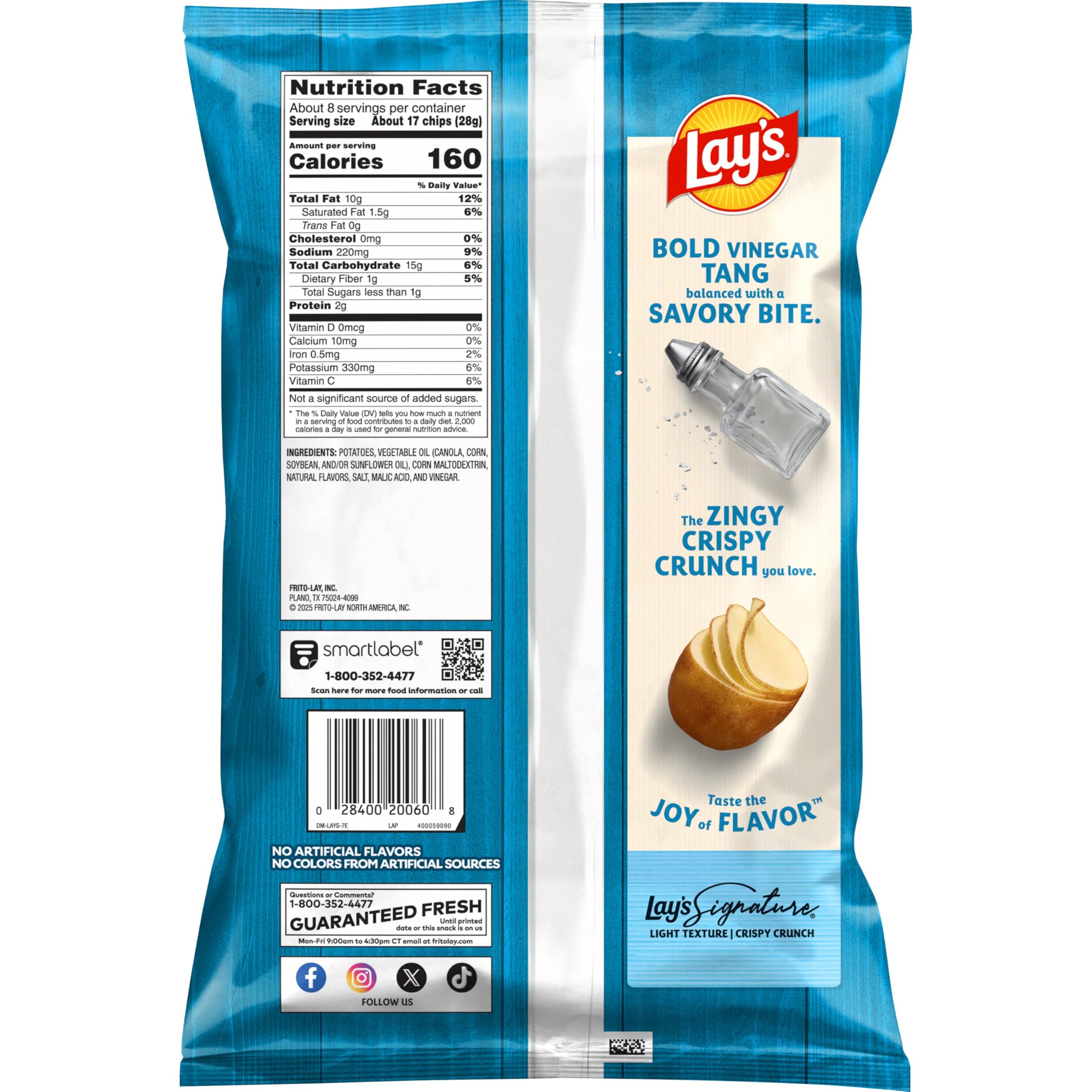 Lay's Potato Chips, Salt & Vinegar, 7.75 Oz : Amazon.co.za