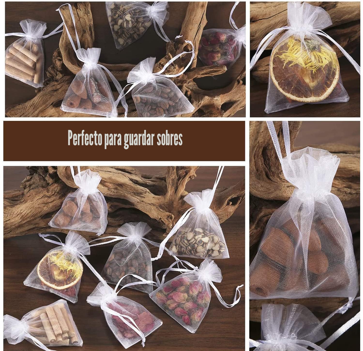 100 bolsas de organza blancas de 9 x 12 cm, bolsas de regalo, joyas para bodas, fiestas, festivales, fiestas y bodas, cordón de satén