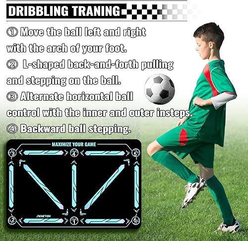 Miniatura 4 de Alfombrilla de entrenamiento de fútbol con entrenador de fútbol ajustable, equipo de entrenamiento de fútbol antideslizante para niños y jóvenes