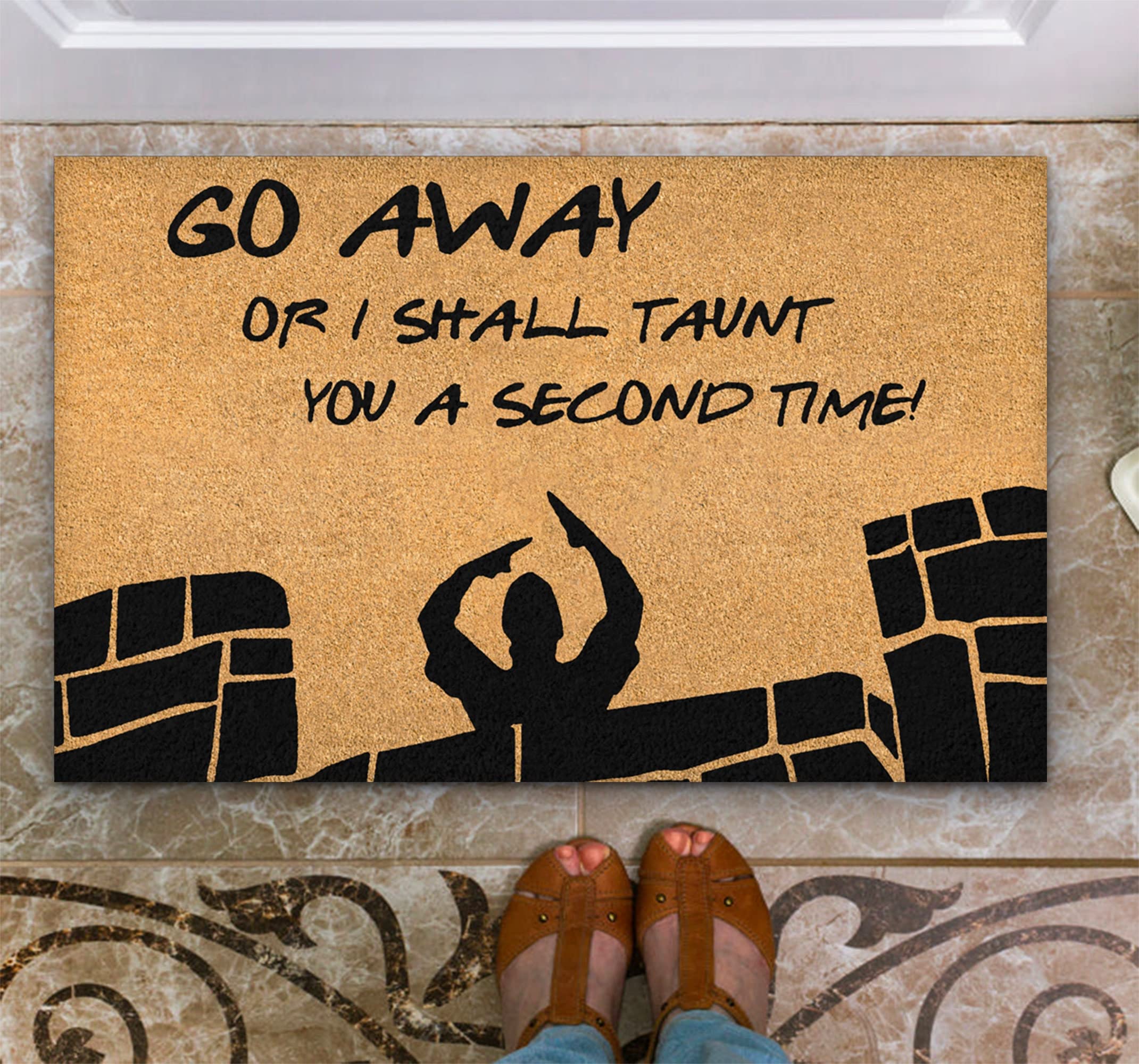 Indoor mat-Go Away Or I Shall Taunt You A Second Time -Winter Washable Holiday Indoor mat Bathroom Rugs,Funny Outdoor Inside Floor Rugs for Entryway16*24inch