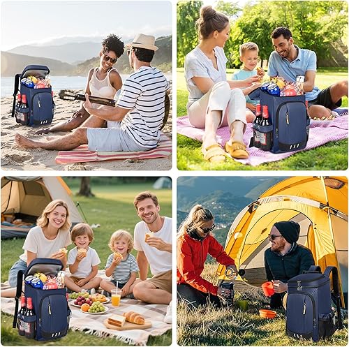 Vista 47 de Mochila térmica suave aislada a prueba de fugas, 30 latas, mochila térmica portátil para picnic, camping, playa, senderismo, barbacoa, almuerzo