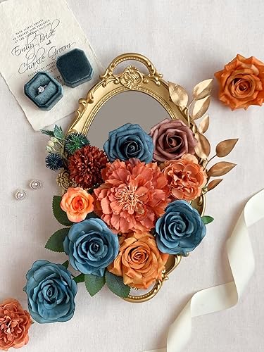 Miniatura 2 de Juego de ramos de flores artificiales de rosas artificiales para bricolaje, decoración de despedida de soltera, bodas, centros de mesa para mesa,