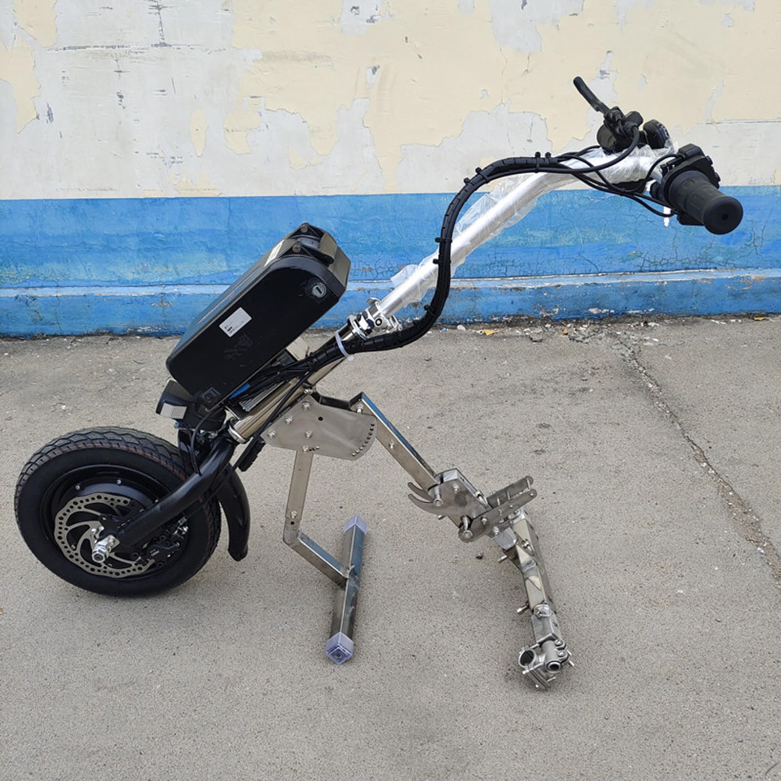 Dispositivo de tracción para silla de ruedas de 500 W (manillar y estabilizadores mejorados), 3 velocidades, con luz delantera y amortiguador,batería de 48 V, 15/17 Ah, autonomía de 60/70 km,B17Ah