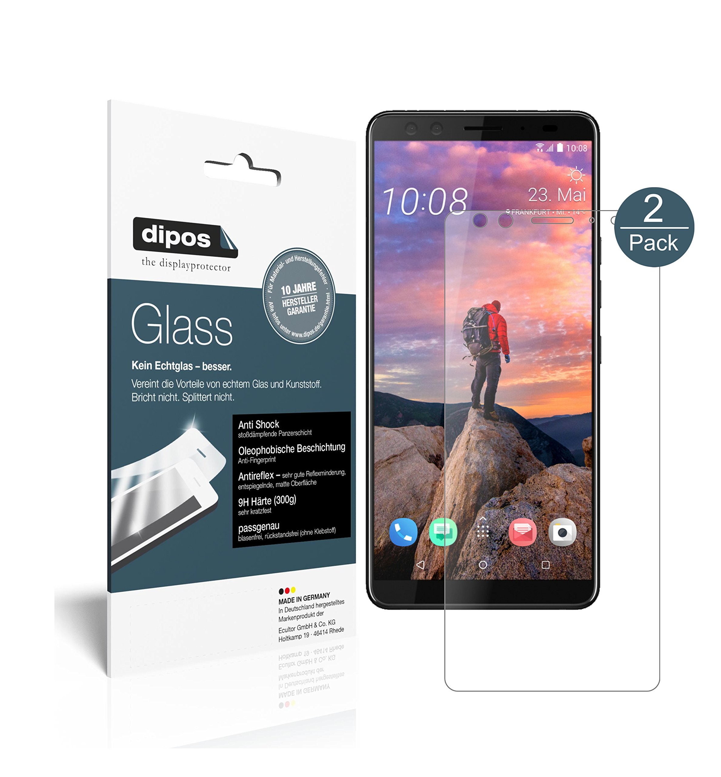 dipos I 2X Pellicola Protettiva Opaco Compatibile con HTC U12 Plus