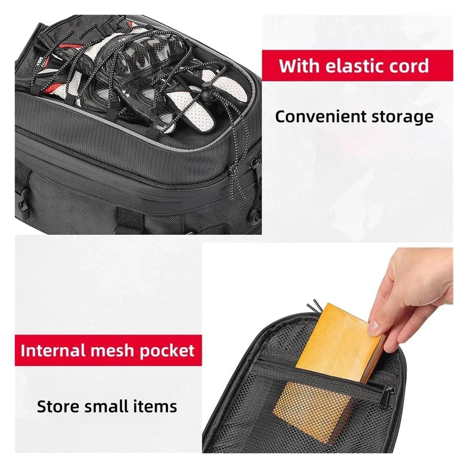 Top Case Motos Bolsa Trasero Motocicleta Extensible 7-12L Almacenamiento Equipaje Asiento Universal Correa Hombro Cubierta Lluvia Bolsa De Moto(22L-30L)