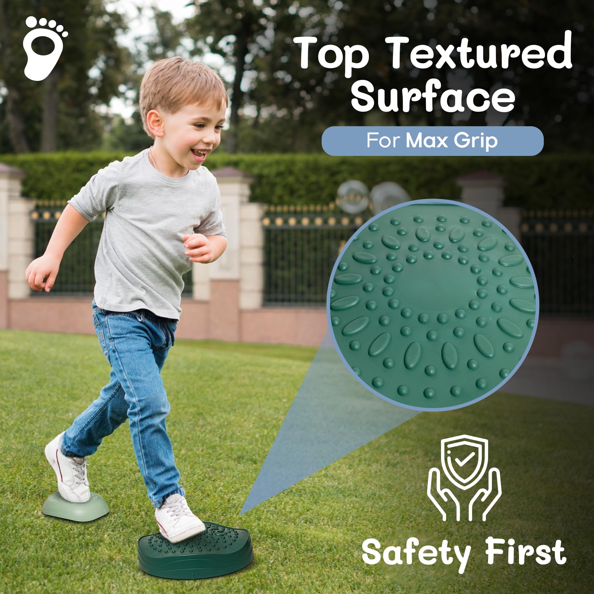 LEAP WITH LUCKY Balance Stepping Stones for Kids (5 Pcs) - Froggy Lily-Pad Textured Stepping Stone for Toddlers with Anti-Slip Base & Maximum Grip | Indoor & Outdoor Learning Sensory Toys for Kids - Image 6