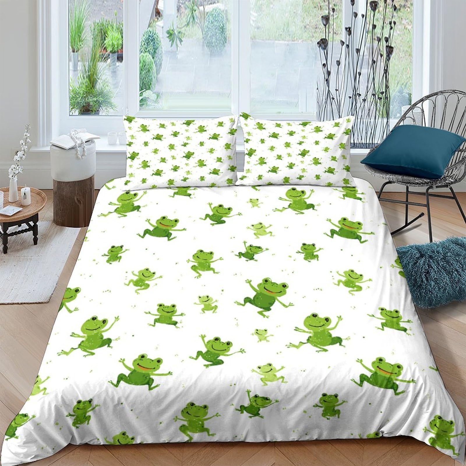 Ctjqhvkz Style-3 3D Printed Cartoon Frog Fitted Sheet Microfiber Soft Green Cute Animal Bed Cover For Bedroom Guest Room Decor Single（135X200cm）