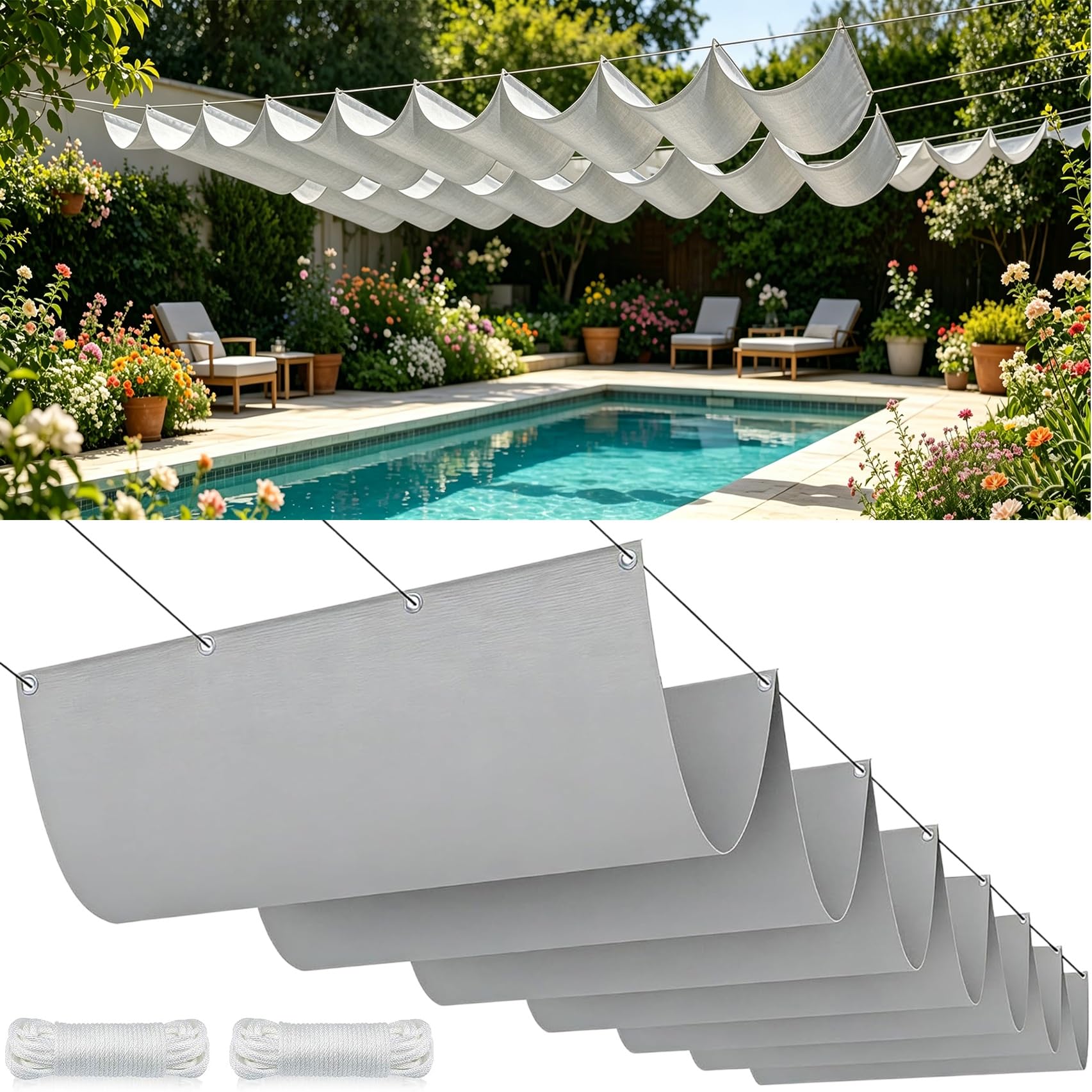 Voile ombrage rétractable imperméable et résistant pour terrasse gris