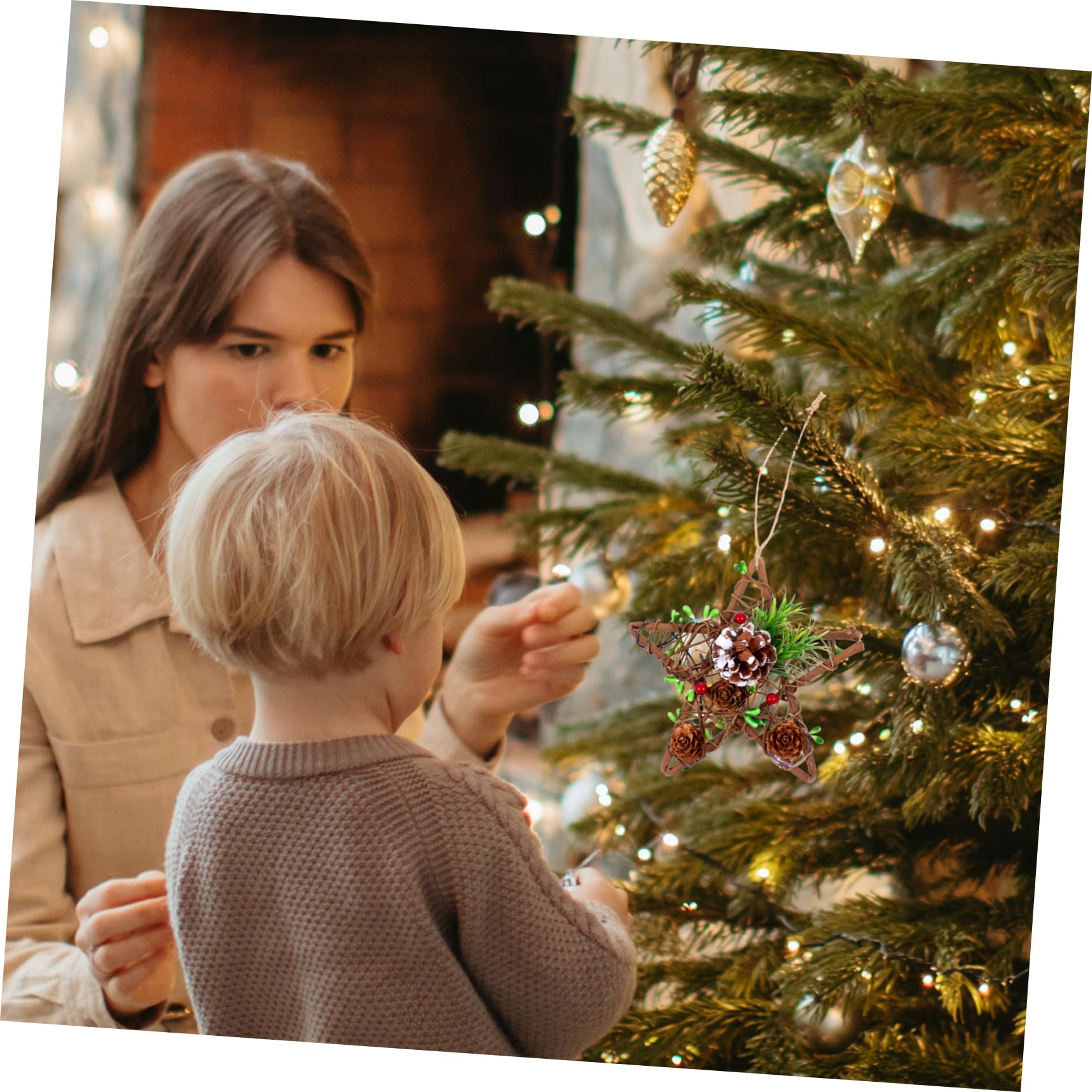Amosfun 5 Piezas Adornos De Navidad Colgante Felpa Árbol Adornos Navideños Guirnalda Oro Decoraciones Adornos para Arboles De Navidad Home Decoracion De Madera Coffee