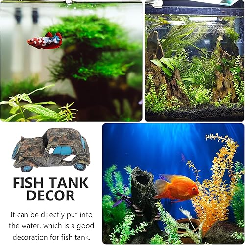 Miniatura 4 de Mipcase Paisajismo Escondite Acuario Paisaje Tanque Peces Camarones Decoración Ornamento Gris Cabaña Cuevas Decoración Escondite Adornos Automóvil