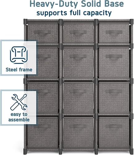 Vista 33 de Organizador de almacenamiento de 6 cubos, estante organizador de cubos grises, estantes organizadores de cubos de almacenamiento con cubos