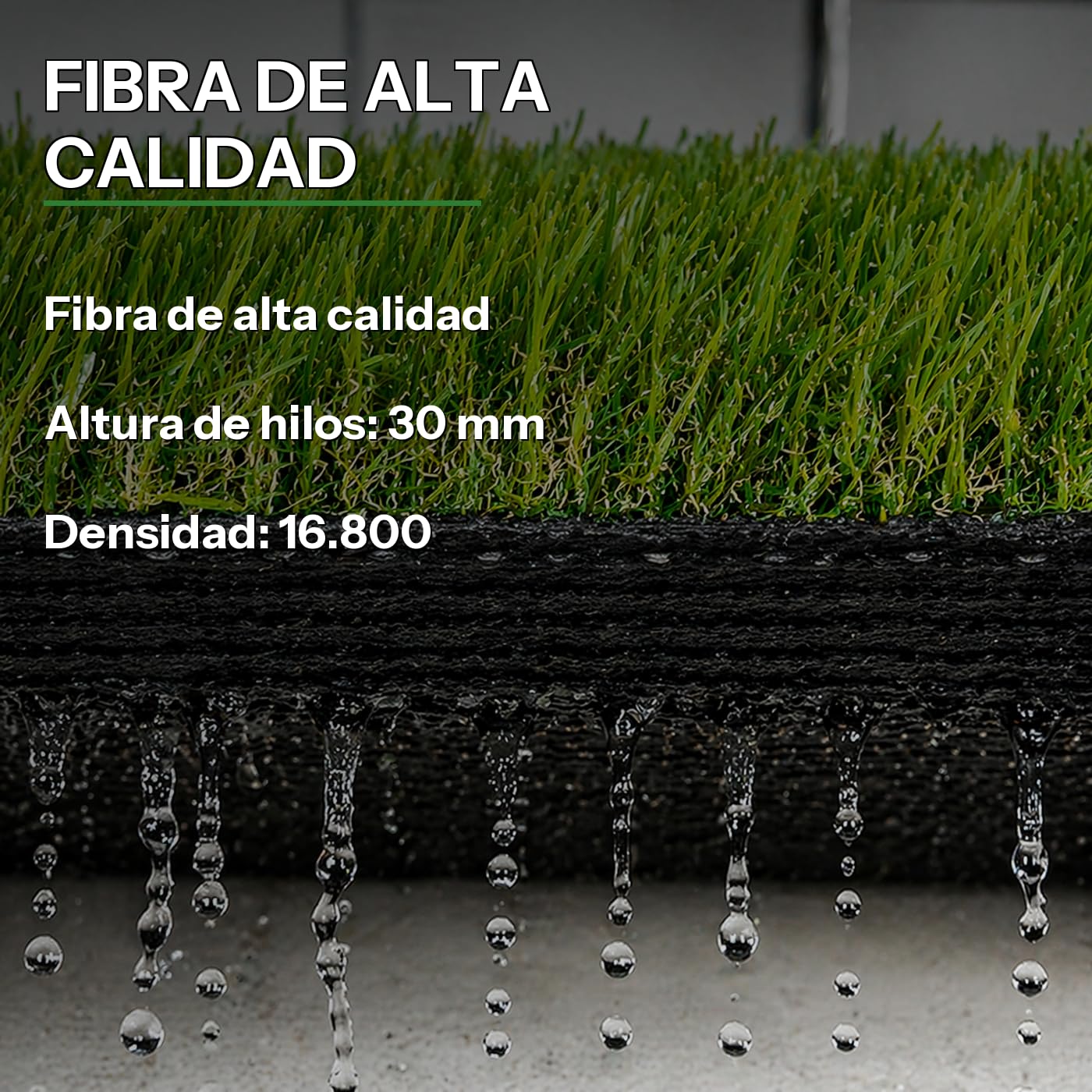 Rollo Césped Artificial 30 mm 1 x 5 m (5 m²), Alfombra Sintética para Interiores y Exteriores, Terrazas, Balcones y Jardín
