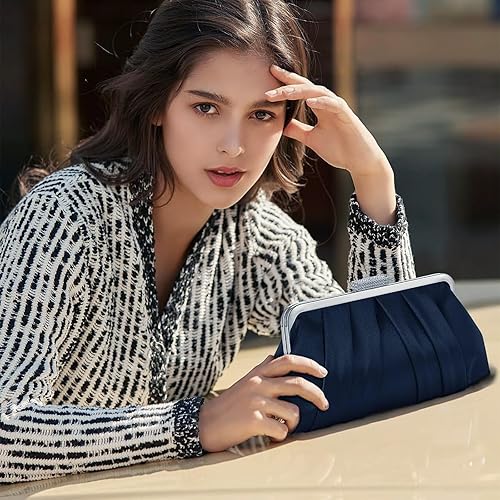 Miniatura 7 de Elegante bolso de mano de noche para mujer, plisado, de satén, sobre formal, bolso simple y elegante