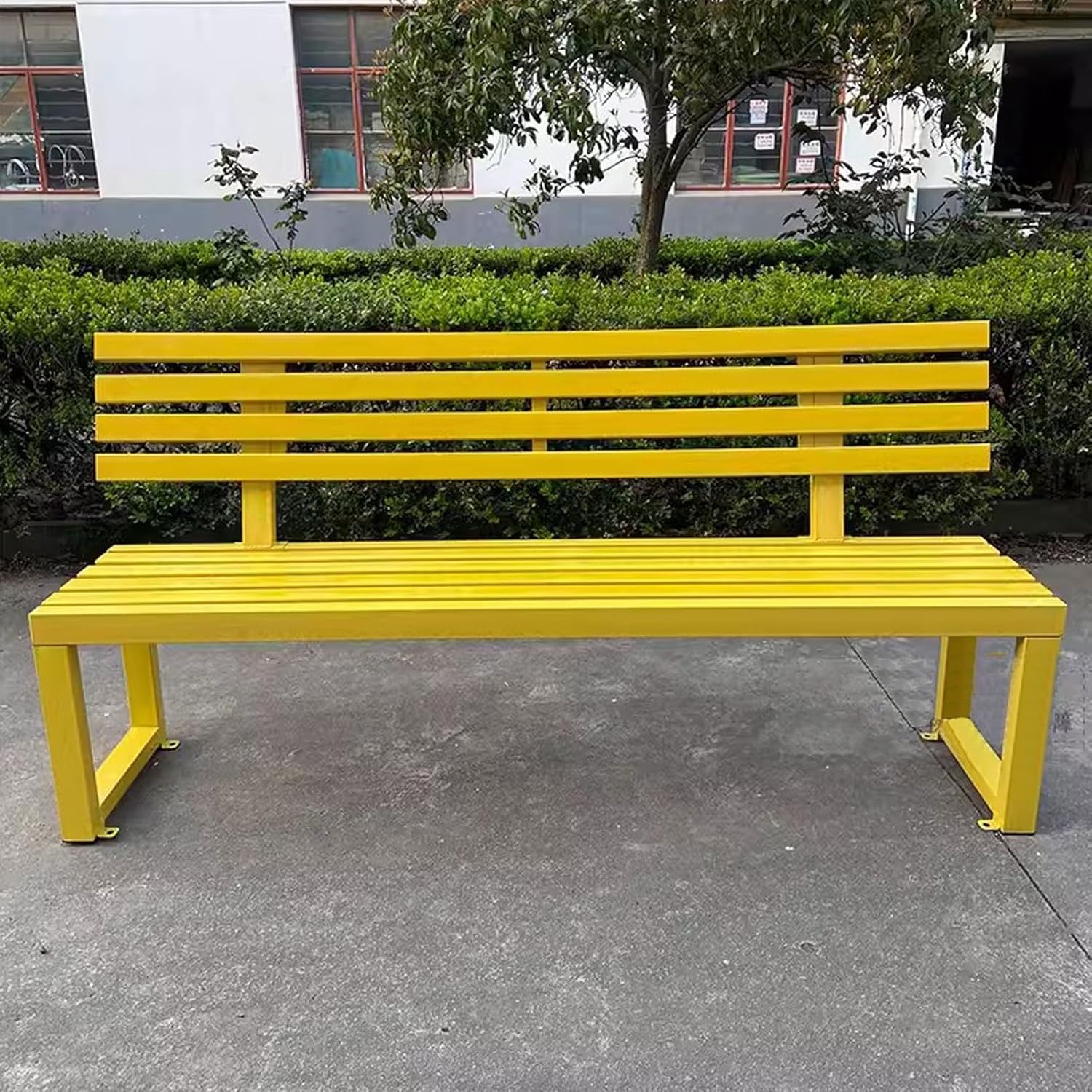 Outdoor Bench, 2-Person Garden Bench with Backrest, Long Metal Bench, Modern Slatted Design for Patio, Lawn, Yard, Porch