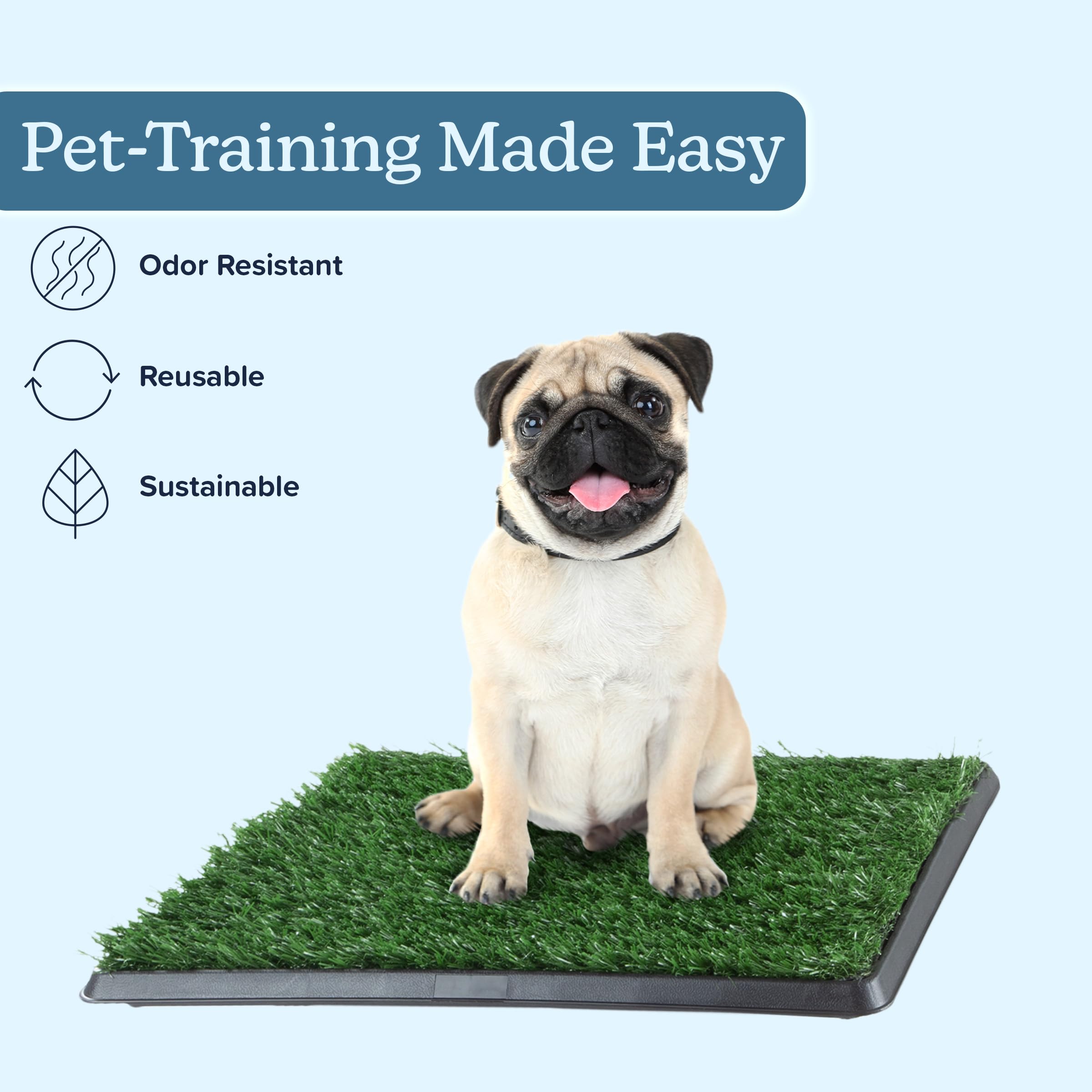 PETMAKER Artificial Grass Puppy Pad for Dogs and Small Pets, Portable Training Pad with Tray - Image 3
