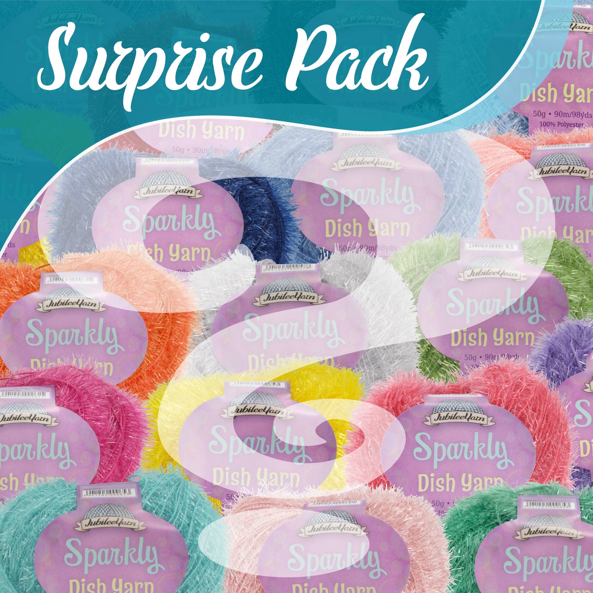 JubileeYarn Sparkly Dish Scrubby Yarn - 50g/Ball Worsted Polyester - Variety Pack - 8 Balls