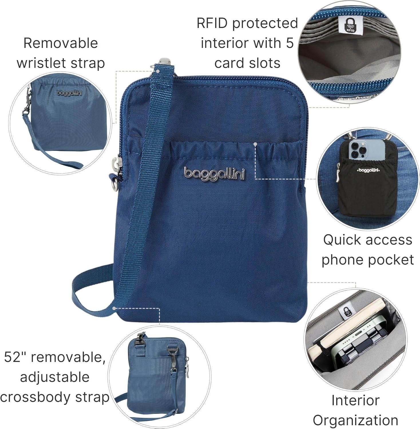 Baggallini Bryant Pouch Small Crossbody Bag for Women - Phone Purse with Crossbody Strap - Lightweight Crossbody Pouch - Image 4