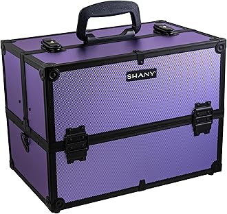 SHANY Essential Pro Makeup Train Case Cosmetic Box Portable Makeup Case Cosmetics Beauty Organizer Jewelry storage with Locks, Multi Compartments Makeup Box and Shoulder Strap - Lily