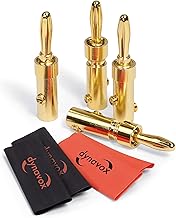 Dynavox Perfect Sound Banana Plug Set with Heat Shrink Tube, High Quality Gold Plated Plugs with Screw Fixation