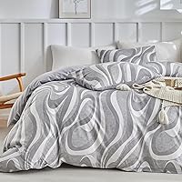 Vista 15 de Lekesky Funda de edredón tamaño Queen, juego de ropa de cama reversible de 3 piezas con cierre de cremallera y lazos en las esquinas