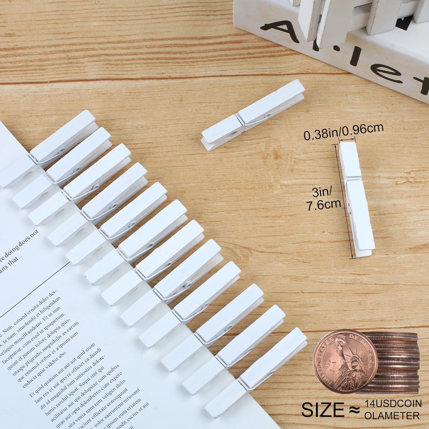 Phinus 72 Pcs Colorful Wooden Clothes Pins, 2.9 Inch Clothes Pins for Baby Shower Games, Hanging Clothes, Pictures, Photos, Classroom, Crafts, Decoration, Colorful Clothespins Heavy Duty (White) image 3