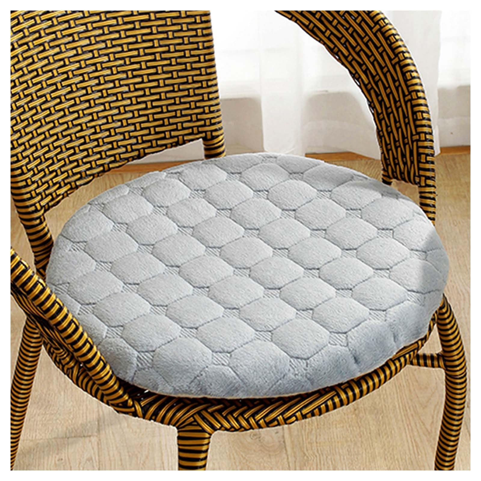 SVFOEBJM Comfy Round Chair Cushions Anti-slip Seat Cushion For Patio Barstool Room Office Chairs Bistro Diameter 40cm 45cm 50cm Thick Plush Furniture Cushion(Gray,45cm)