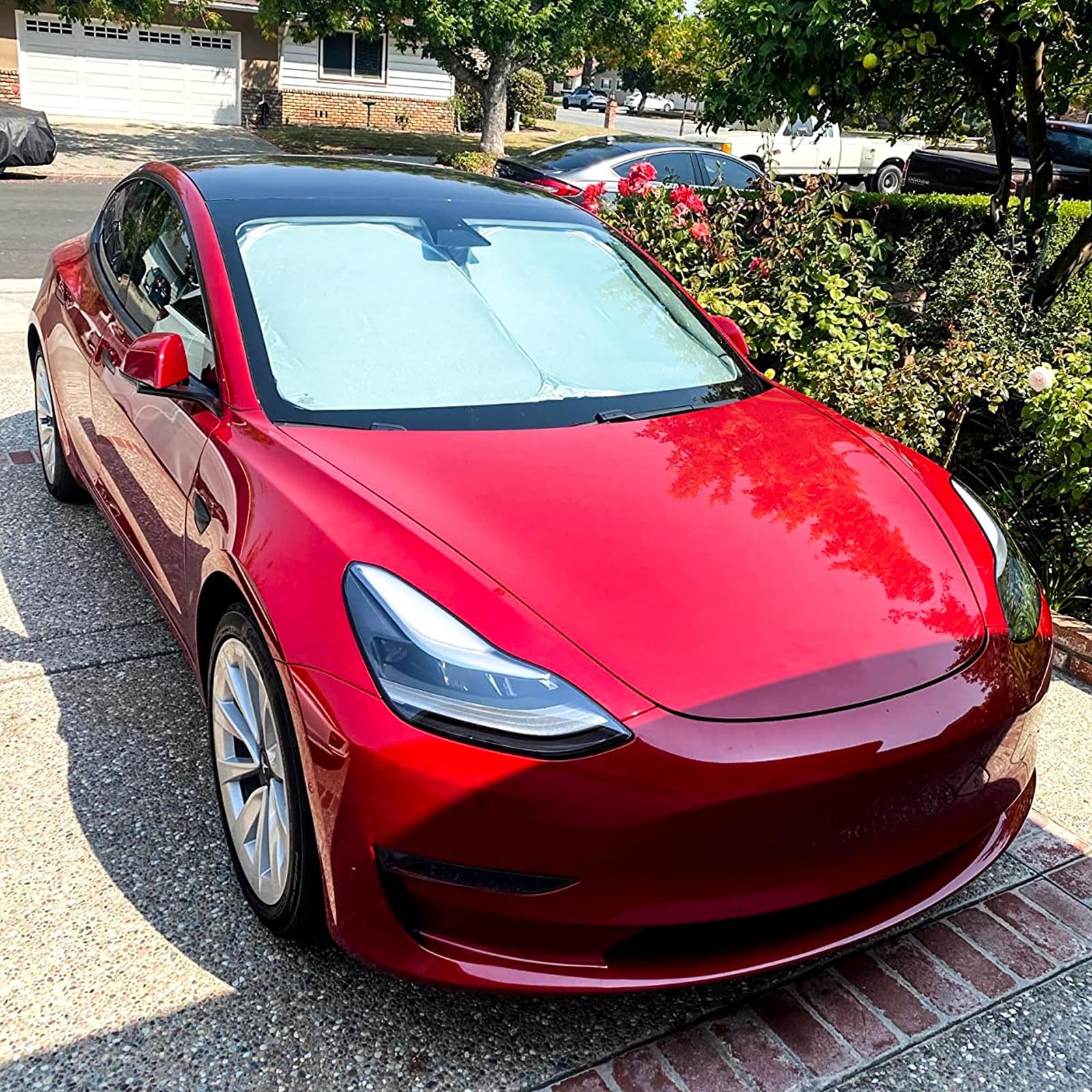 Pare Soleil Voiture Pare Brise Avant pour Tesla Model y/3, Pliable Pare-Soleil de Voiture pour Tesla Model Y/3, Anti UV et la Chaleur avec Sac De Rangement