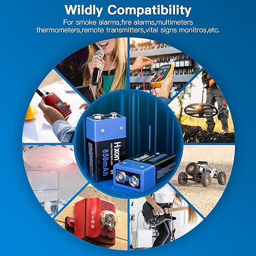 Miniatura 4 de Cargador de batería recargable de 9 V, cargador de batería de iones de litio de 4 paquetes de baterías recargables de iones de litio de 850 mAh 9 V