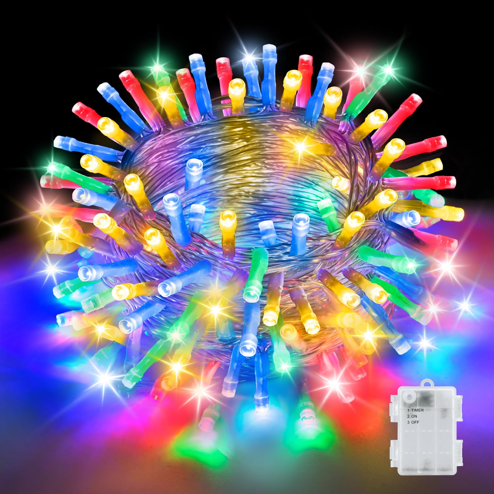 Gcstnn Battery Fairy Lights, 3M 30 LED Colored Fairy Lights Battery Operated with Timer, IP65 Waterproof String Light for Bedroom Garden Camping Christmas Indoor Outdoor Decorations, Multicolor — image 1
