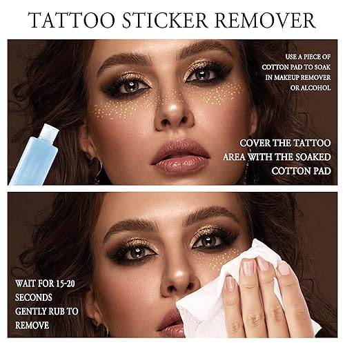 Miniatura 4 de 3 hojas de pecas cara metálica tatuaje adhesivo  ojo dorado purpurina temporal transferencia de agua tatuaje maquillaje profesional bailarina