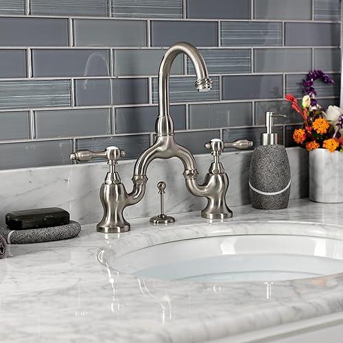 Miniatura 7 de Kingston Brass KS7998TAL Grifo de lavabo de puente de alcance de 4 58 pulgadas con latón emergente, níquel cepillado