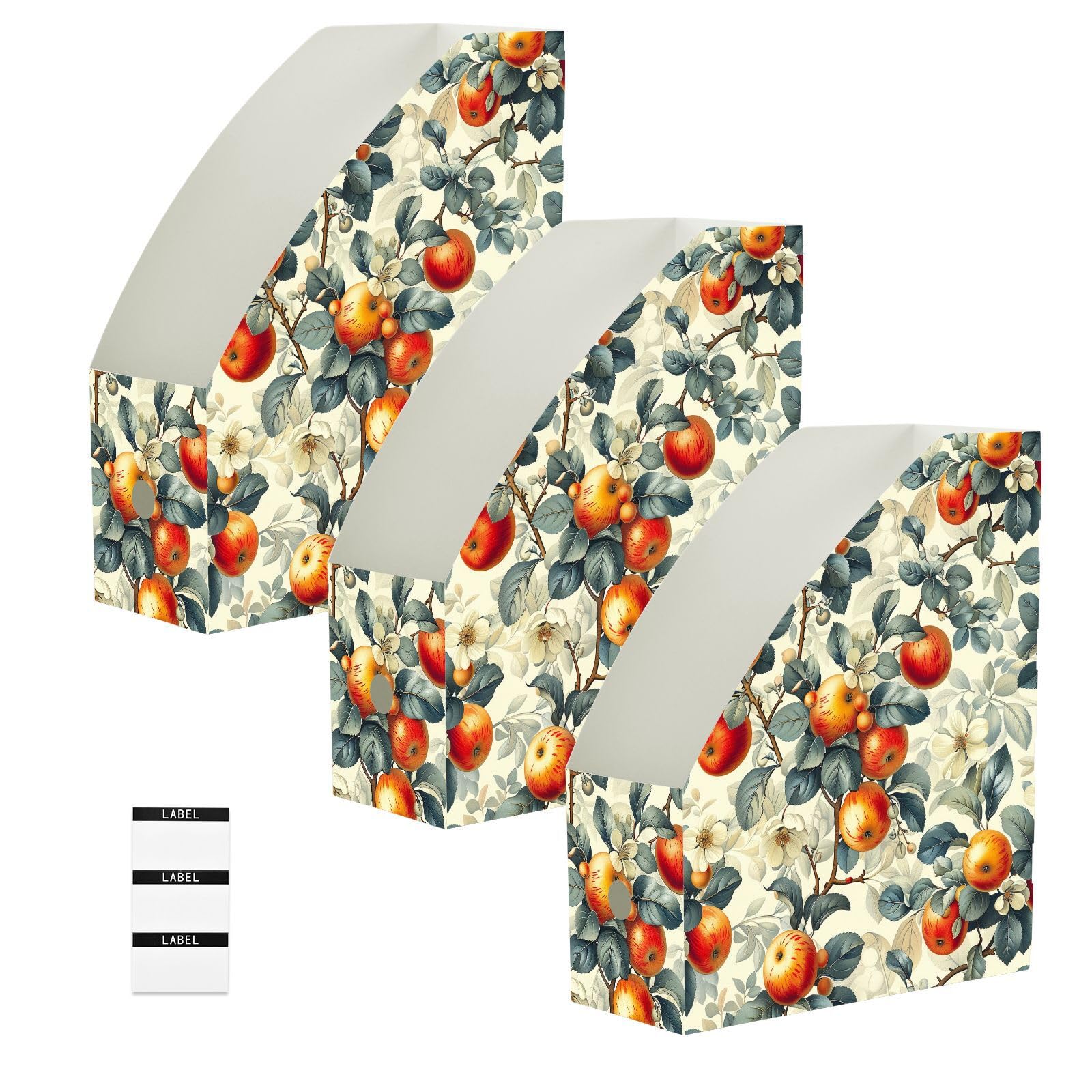 Range-revues de bureau lot de 3 classeurs pliables motifs fruits d'automne