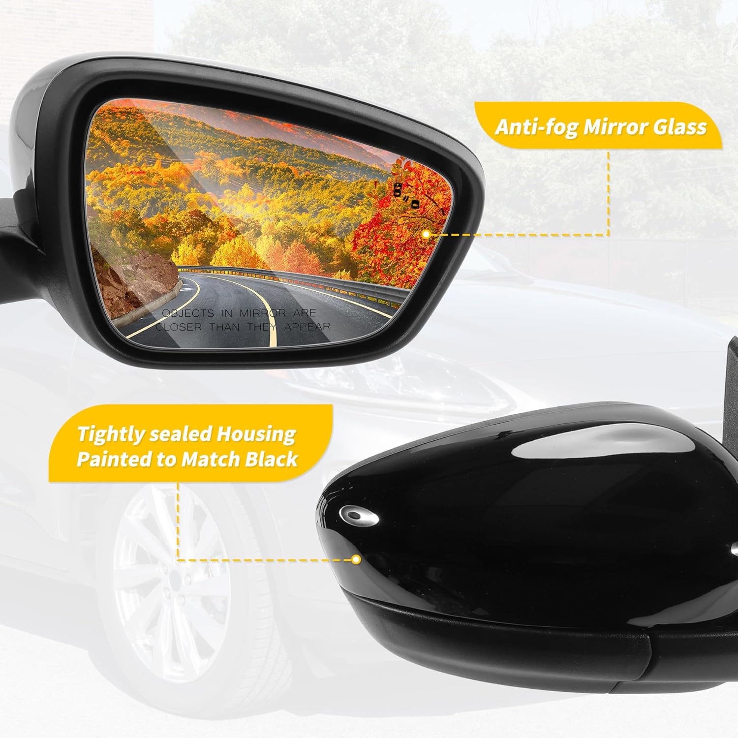 Motoforti 7Pin Right Passenger Side Mirror Replacement for Ford Escape 20-23 Power Door Mirror Assembly Heated Manual Folding W/Blind Spot Dectection Gloss Black Replace# LJ6Z-17682-AFT