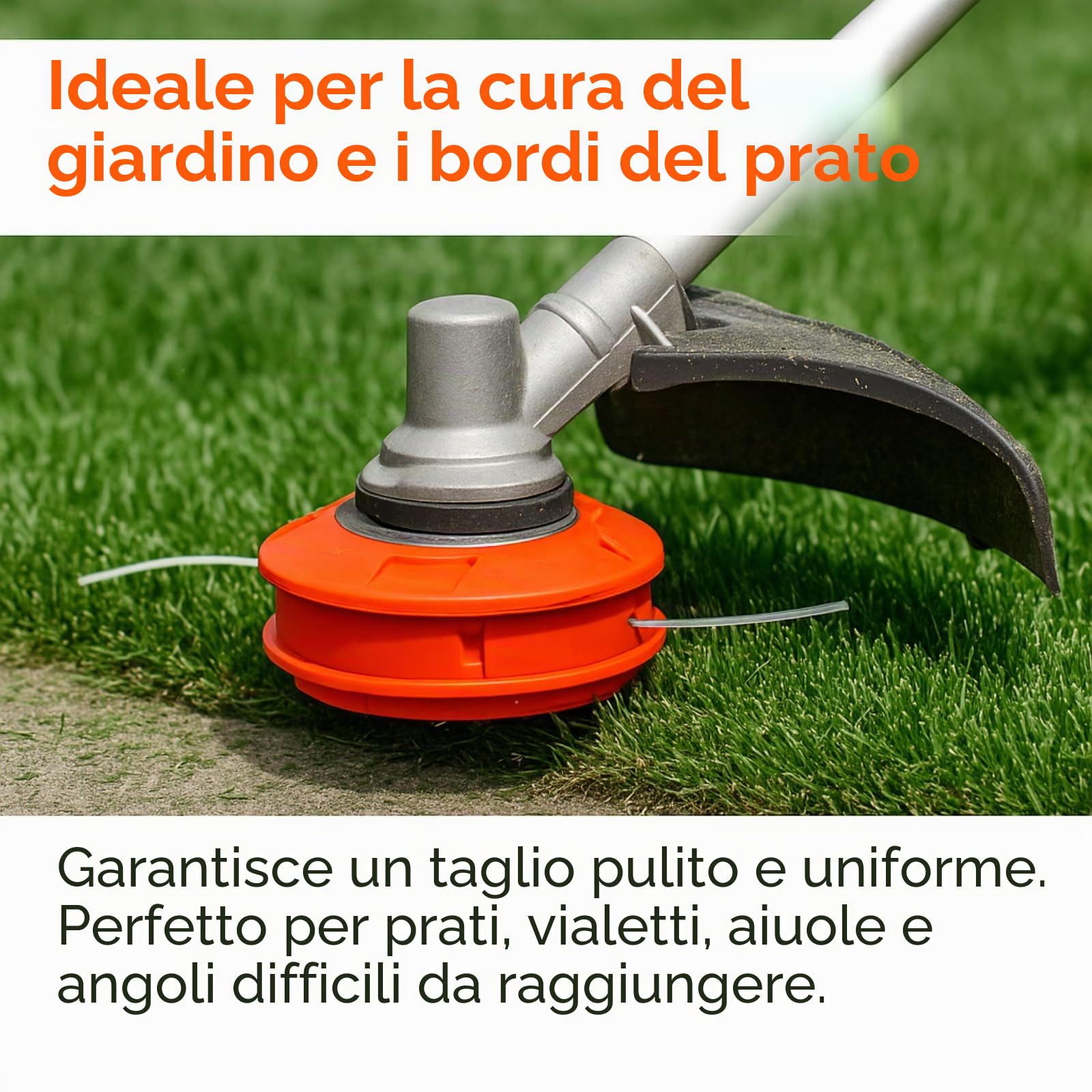 Poweka Testina di Ricambio Universale per decespugliatore M10 x 1,25 per Tosaerba in Nylon Alluminio,Arancia