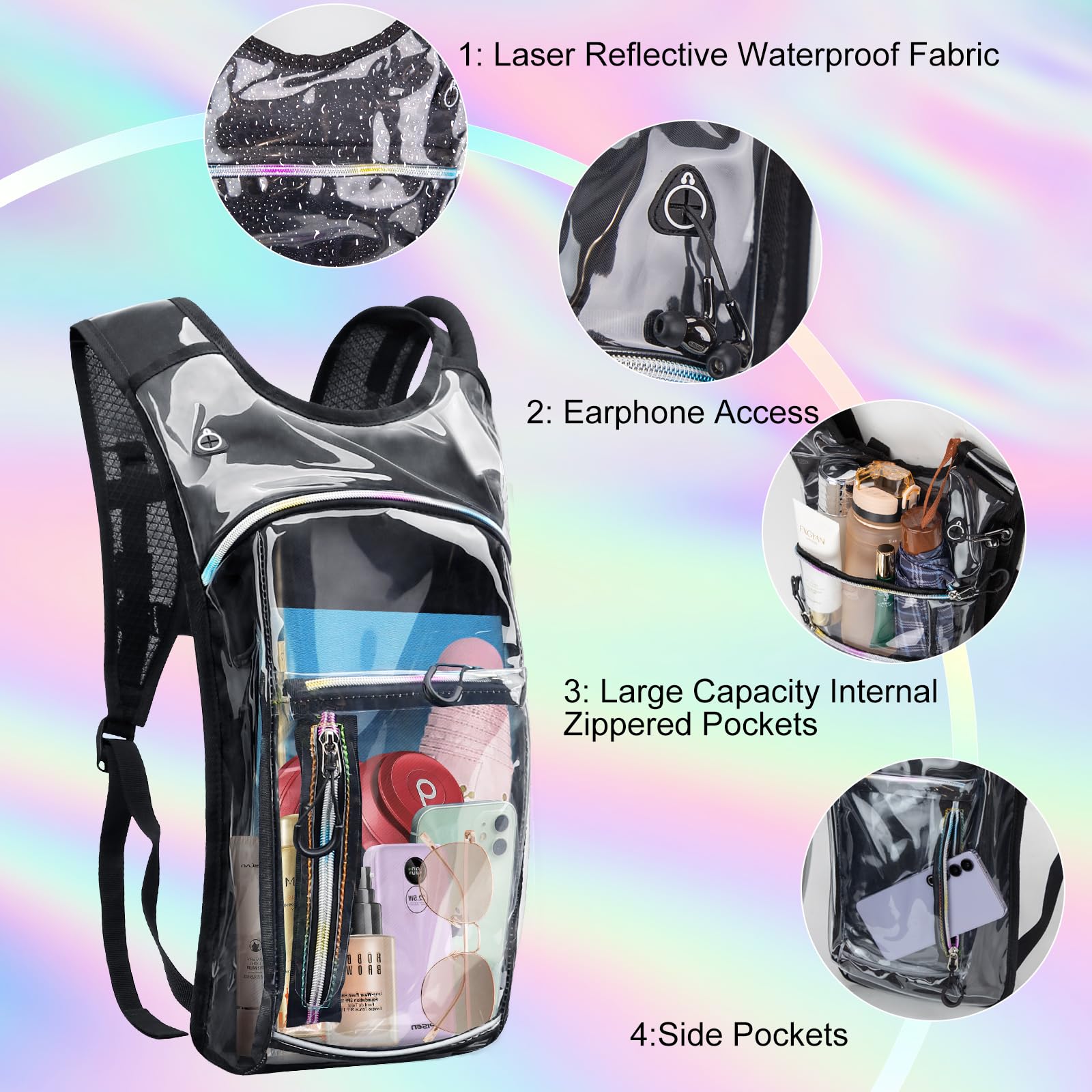 Mochila de hidratación, mochila de agua con bolsa de hidratación de 2 L, mochila de agua rave, mochila de hidratación de aislamiento ligero para senderismo, correr, ciclismo, equipo de