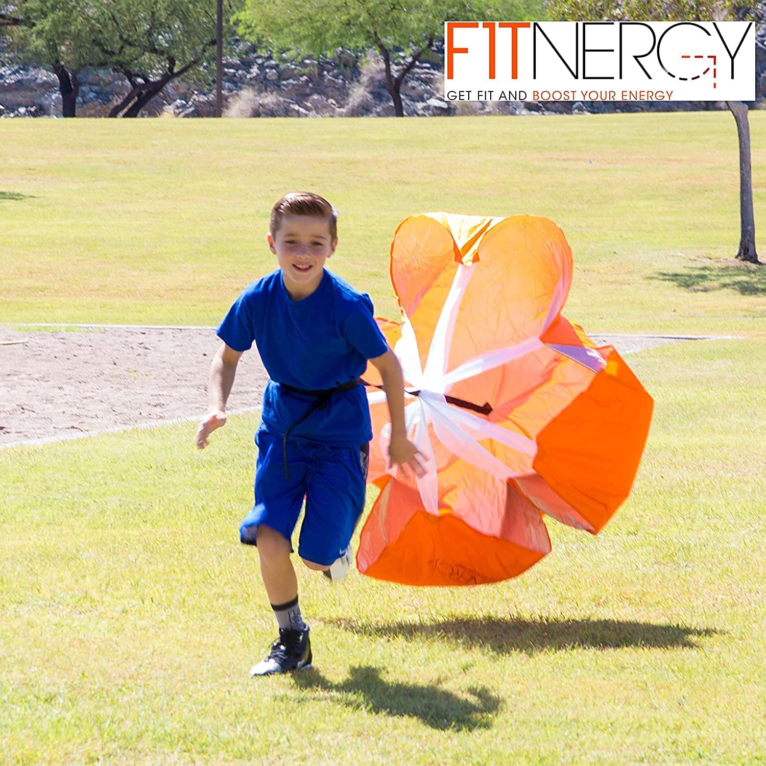 58" Running Speed Training Paracadute ，Resistenza per Allenamento Speed Chute ，con Tracolla Regolabile, per Bambini, Giovani e Adulti（Arancia）.