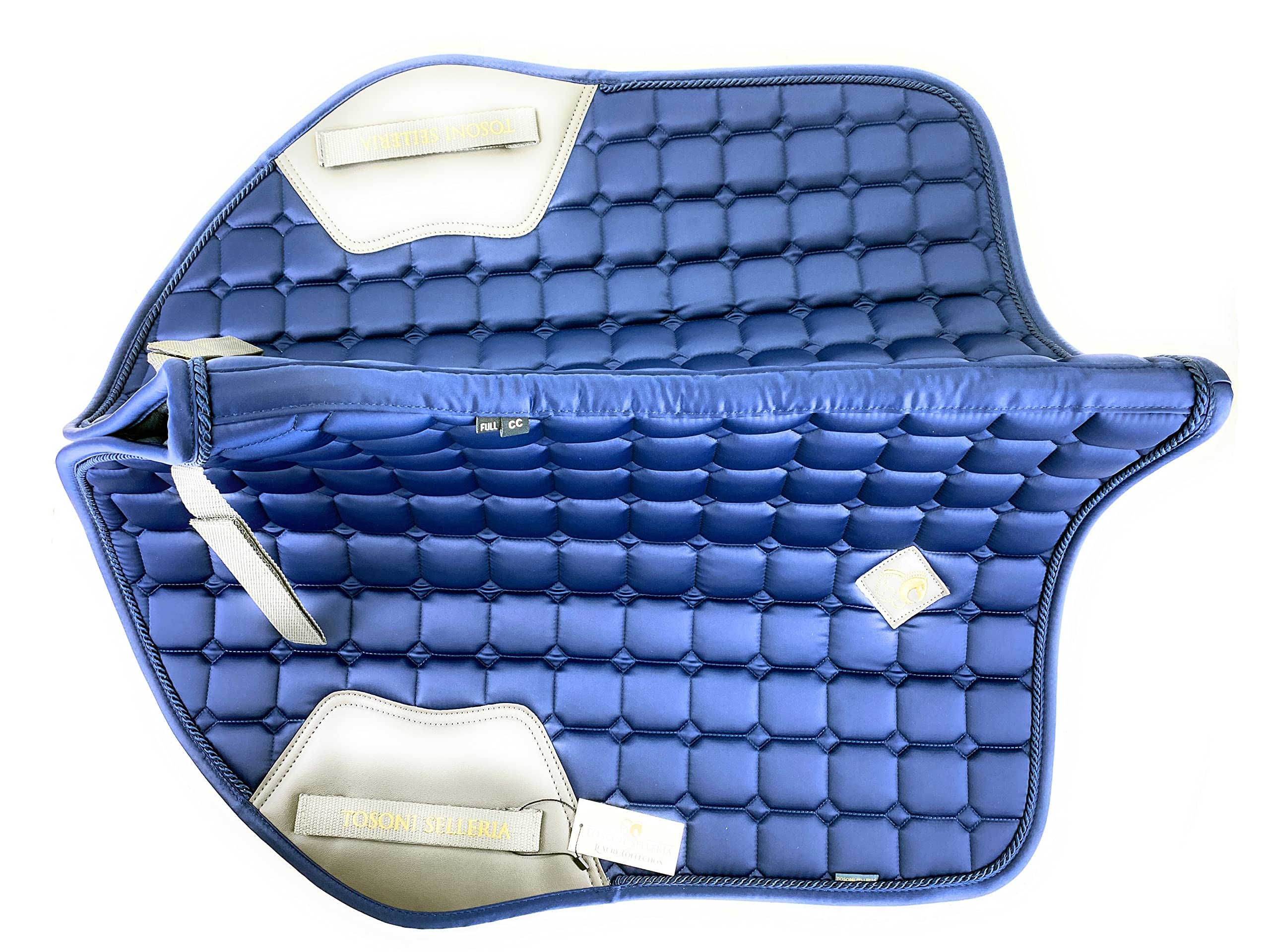 Sillín de salto de Lujo, Ideal para Saltar de Obstáculos, Fabricado en Tejido con Acolchado Exclusivo, con Práctico Cierre de Rasgón, Talla Full